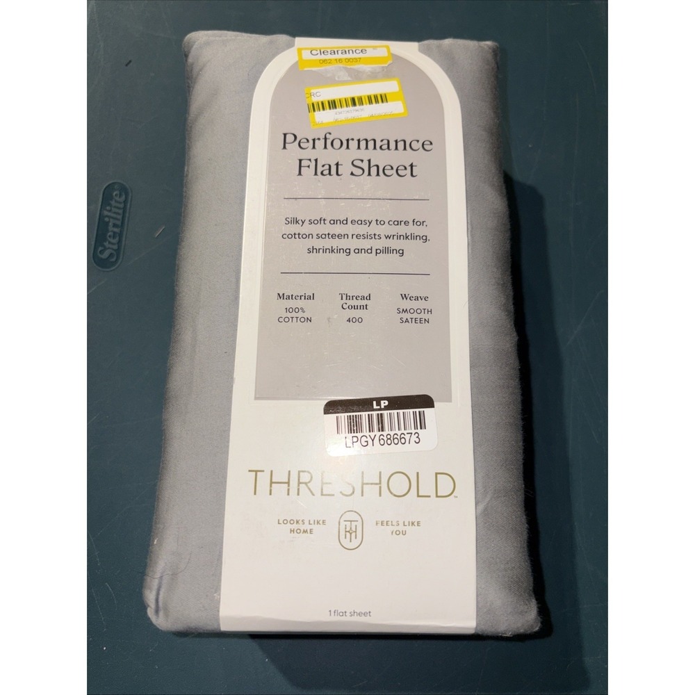 Full 400 Thread Count Performance Flat Sheet Classic Gray - Threshold: Cotton